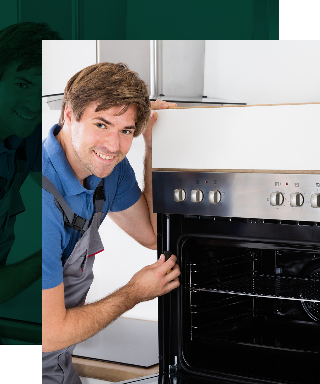 Repairman Fixing The Oven